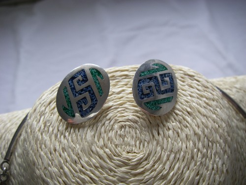 collier articulé + boucles d'oreilles ALPACA MALACHITE ET LAPIS LAZULI MEXICO - Imagen 24 de 24