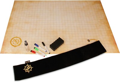 ENHANCE RPG Grid Mat - Tabletop DnD Map 61x91.4cm Role Playing Dry Erase DnD Mat