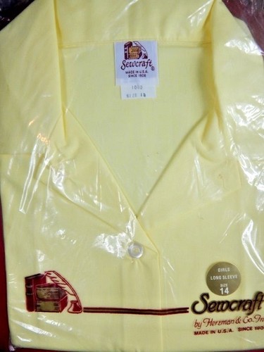 Nos Vintage 60s Yellow Teddy Girl Blouse Long Sleeve Shirt Waitress Retro Mod 14 - Picture 4 of 12