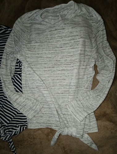 Lot of 2 Girl's striped Old Navy long sleeve sweater tie front large 10/12 - Picture 2 of 6