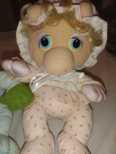 Pampers Muppet Babies Kermit The Frog Miss Piggy Plush Toy 1984 Vintage - Picture 2 of 11