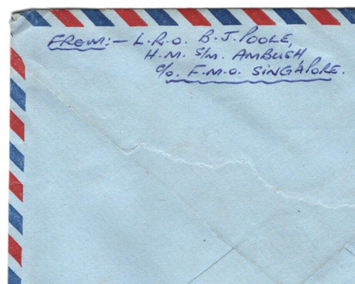 GB USED SINGAPORE QEII Cover MARITIME MAIL HMS AMBUSH Hants Gosport MA1069 - Picture 2 of 12