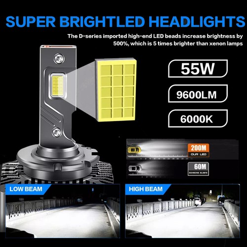 2pcs D3S D3R LED Headlight Bulbs 200W 6000K Super White HID Xenon Conversion Kit - Picture 5 of 12