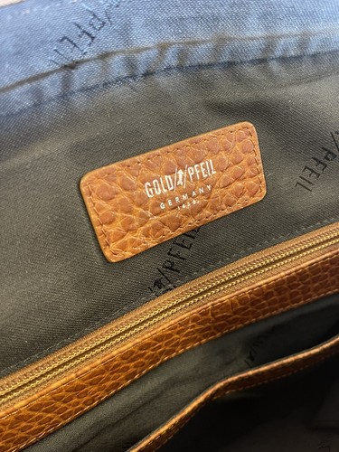 Gold Pfeil Gold Leather Marble Grain Brown Business Messenger Bag - Picture 6 of 11
