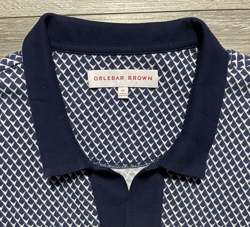 Polo geométrico ORLEBAR BROWN Felix Gilot 84SS17 azul marino y blanco XXL Portugal LEER - Imagen 2 de 19