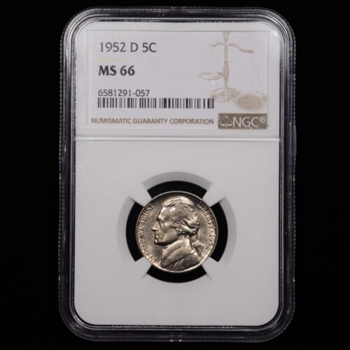 1952-D Jefferson Nickel 5c - NGC GRADED MS66