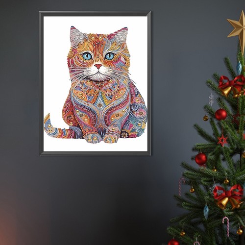 5D DIY Partial Special Shaped Drill Diamond Painting Color Cat Kit Decor 30x40cm - Picture 6 of 11