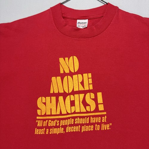 VTG 80s Habitat For Humanity Shirt - NO MORE SHACKS - Red Yellow - XL / 2XL - Picture 2 of 5