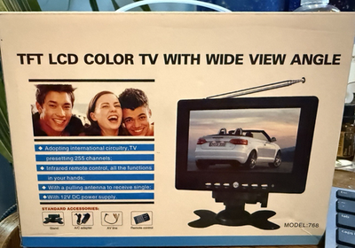 #ad Vintage 7” TFT LCD Color TV Monitor Model 768 Portable TV NIB Remote Antenna BLK $35.09