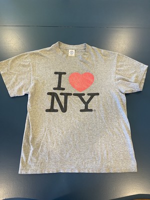 Vintage 90 s I Love NY Travel  Tourist M Heather Gray Worn Broken In Thin