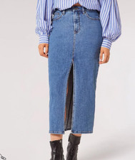 Apricot Denim Skirt Crafted Denim Midi Skirt Mid Wash QVC bxr New Size 16