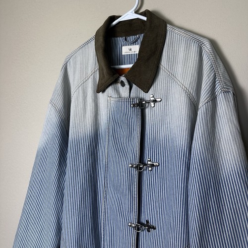 Urban Daizy Denim Jacket Womens M/L Blue Pinstriped Gradient Ombre Button Hooks - Picture 5 of 12