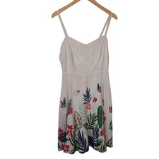 Old Navy Tropical White + Multi-Color A-line Spaghetti Strap Cami Dress