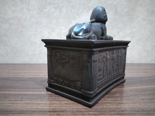 Egyptian Guardian Sphinx Decorative Rectangular Box in Basalt stone Finish 12cm - Bild 13 von 16