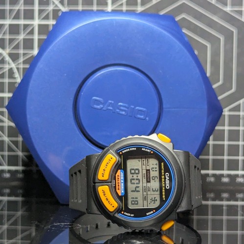 Casio Sports JC-11 Jog Calcolatrice Distanza/Calorie/Rice Nero Arancione Vintage anni 90 - Foto 2 di 12