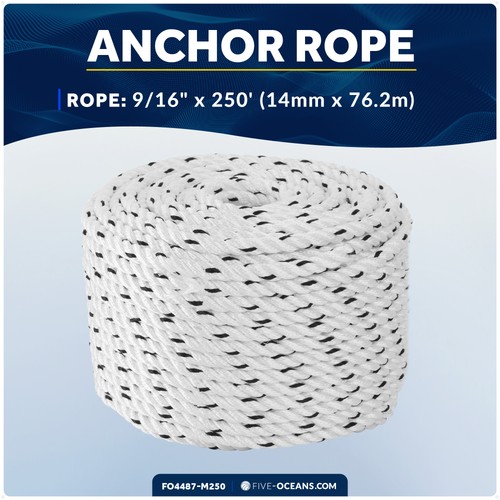 Boat Anchor Rope 9/16 inch x 250 ft - Marine Premium 3-Strand White Nylon - Picture 4 of 9