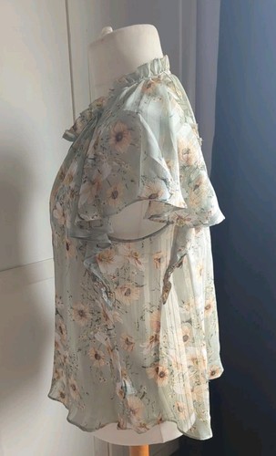 H&M Floral Sheer Blouse, Size 14 - Picture 6 of 7