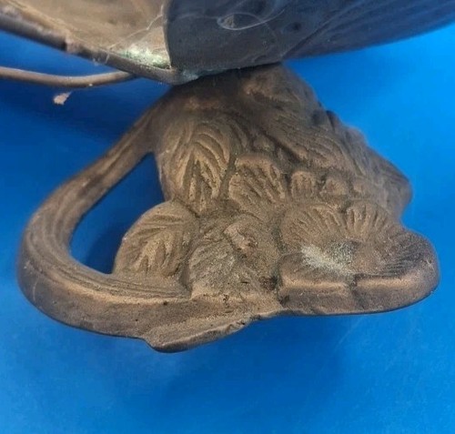 VTG Pair Of Retro MCM Brass Butterfly Candlestick Holder W/ Floral Base 5.5x5.5 - Picture 17 of 18