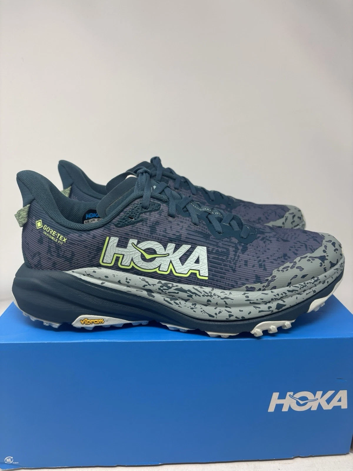 Hoka One One Speedgoat 6 GTX Blue Trail Running Sneaker 1155150-BZY Men's Size