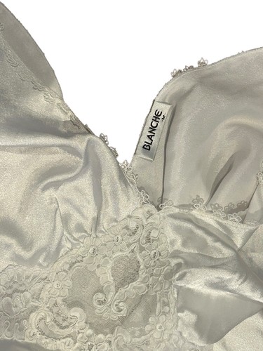 Vintage Blanche Elfenbein Weiß Dessous Set Transparent Slip Kleid & Morgenmantel Größe Medium - Bild 11 von 13