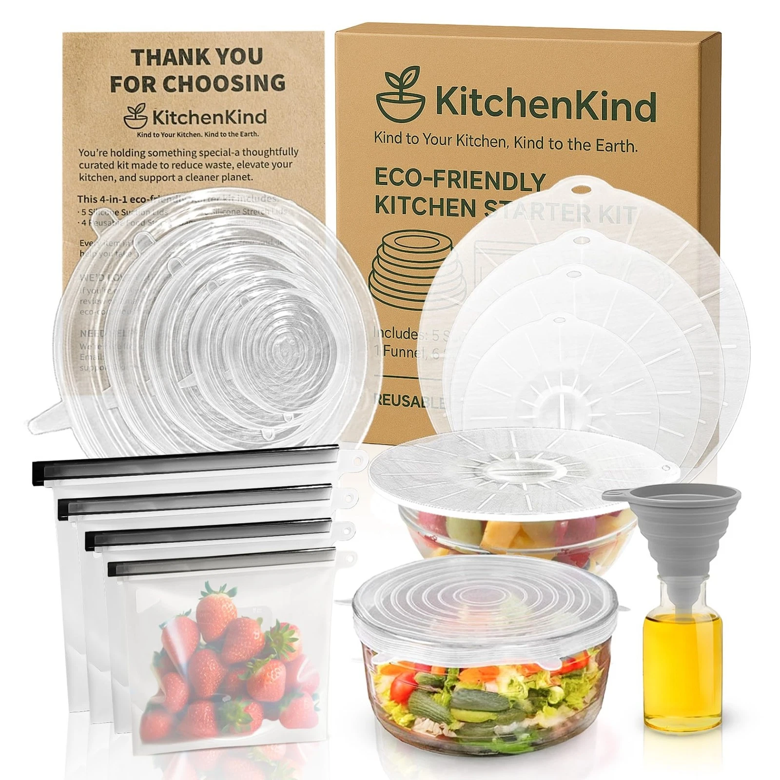 Premium Eco-Friendly Kitchen Starter Kit – 16-Piece Silicone Food Storage Set...