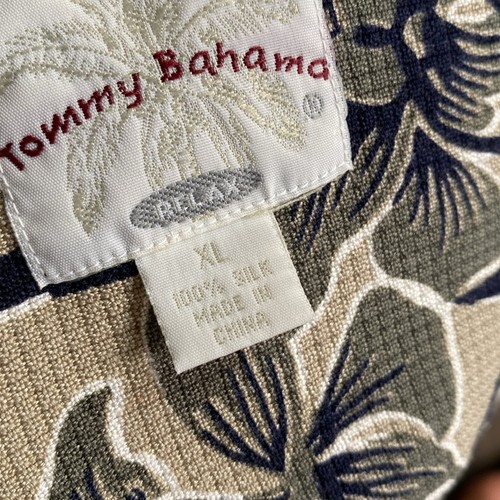 TOMMY BAHAMA Hawaiian Shirt Mens Sz XL 100% Silk Tan Sunflower Print - Picture 10 of 10