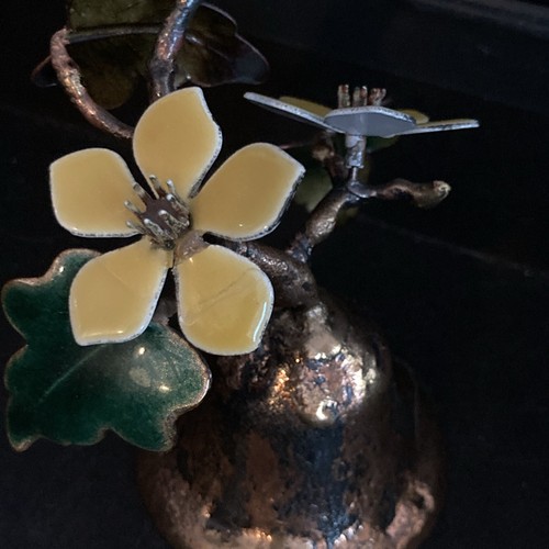 Vintage BOVANO of CHESHIRE ENAMEL BELL - Yellow FLOWERS Green Leaves 4.25" Tall - Picture 7 of 14