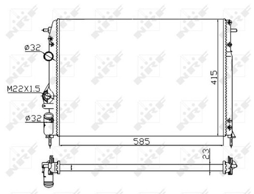 RADIATOR ENGINE COOLING 58175A FOR F9Q740/732 1.9L 4cyl - Picture 2 of 9