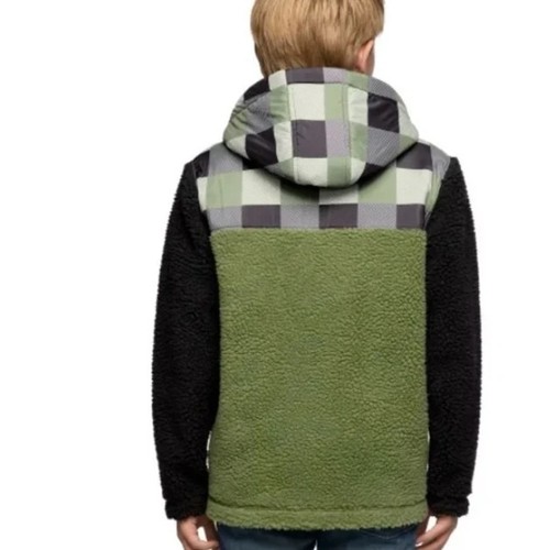Quiksilver Youth Boy's Size Small (7/8) Hooded Sherpa Jacket, Green, Grade A - Picture 2 of 4
