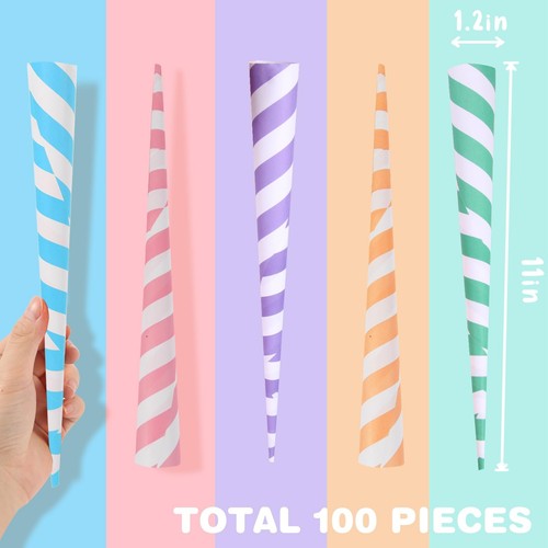 Premium Cotton Candy Cones 100 Pack Carnival Theme - Multicolor Cotton Candy ... - Picture 2 of 7