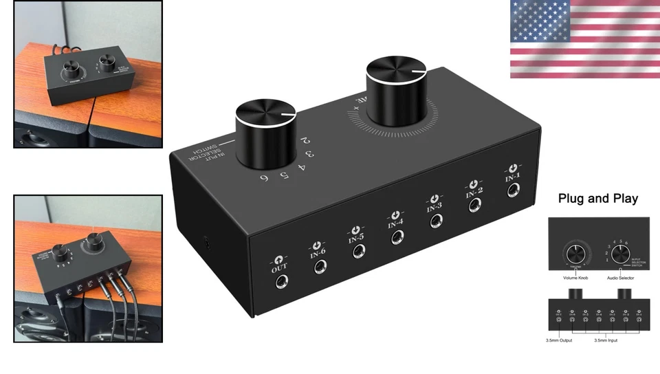 6-Way Audio Switcher, 3.5mm Stereo Plug & Play - Image 2 of 4