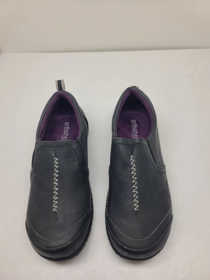 Mocasines Orthaheel Zoe para mujer de cuero negro sin cordones talla 5 M Foto 3 de 4