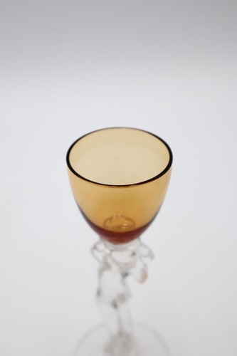 Rare Vintage 6" Cambridge Clear Glass Nude Woman Stem Cordial Glass AMBER - Bild 5 von 7