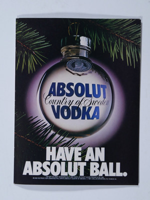 1987 Absolut Vodka Have An Absolut Ball Country Of Sweden VTG Original Print Ad