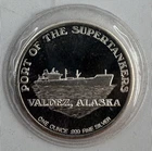 Alaska THE LAST FRONTIER Valdez Port 1 Troy Oz .999 Fine Silver Round Medal