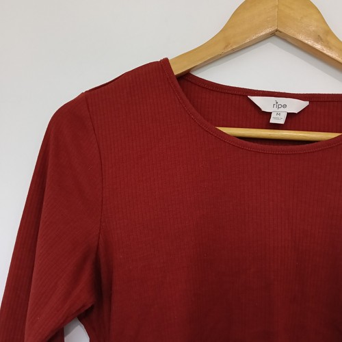 Ripe Maternity Size Medium Red Long Sleeve Top Pullover Comfortable Stretch - Picture 3 of 13