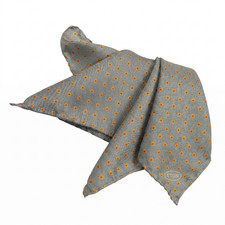 NWT Eton Woven Blue Orange Geometric Print Silk Pocket Square Italy 13"