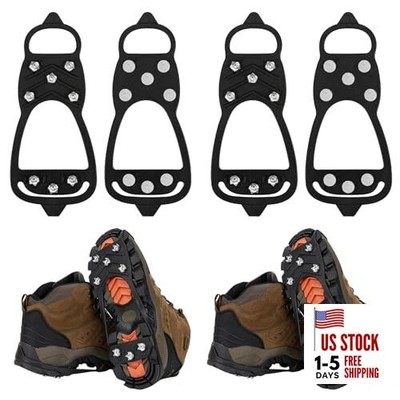 2 Pairs Ice Cleats for Shoes and Boots, 8 Steel Gripper Spikes Non-Slip 