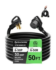 6 AWG 250V Welder Extension Cord, 50ft Outdoor NEMA 6-50 Welder Cord with Lig...