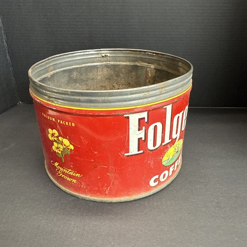 Vintage 1952 Folgers Coffee Can Mountain Grown - Imagen 6 de 11