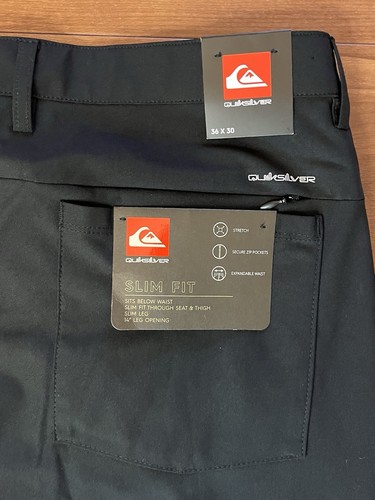 Quiksilver Slim Fit Expandable Waist Black Stretch Woven Pants Men’s Size 36x30 - Picture 4 of 11