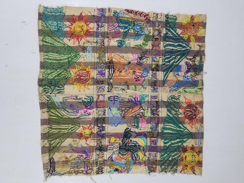Vintage Traditional Hand Embroidered Guatemalan Mayan Folk Art Tapestry 84x82cm - Picture 11 of 12