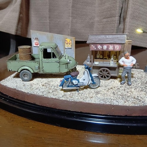 Showa Retro 1/32 Finished Diorama Three-Wheeler Truck Yakitori Stand Japan Model - Picture 5 of 10