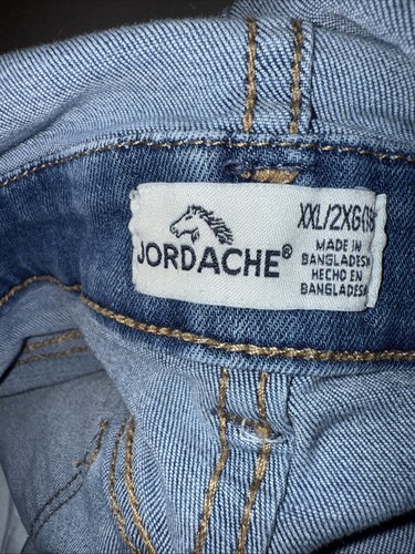 Jordache Girl’s Shortalls Overalls size XXL 18 blue jean embroidered flowers - Picture 10 of 13