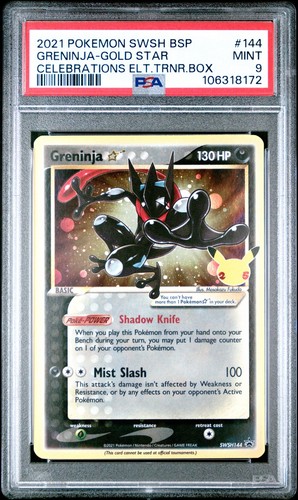 Pokemon TCG Greninja-Gold Star #144 Celebrations Elt.Trnr.Box PSA 9