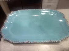 huge Il Mulino rectangular turquoise melamine platter near-perfect condition!