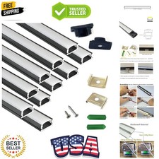 10-Pack 3.3FT/1M 17.4X7MM LED Strip Black Channel Diffuser,Under Cabinet Surf...