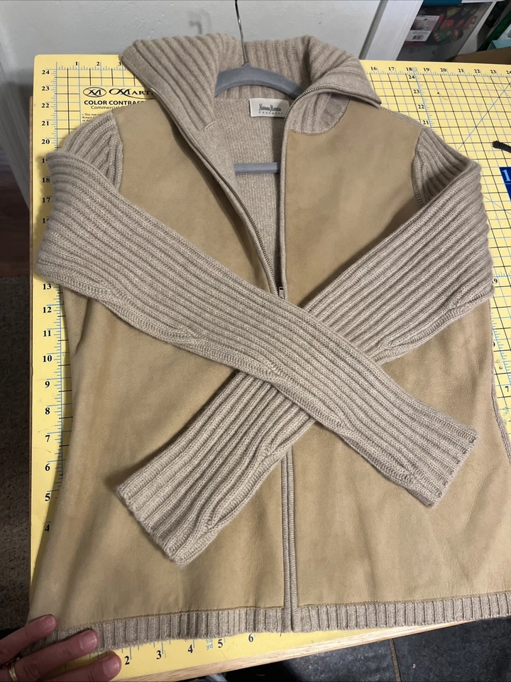 Suéter de gamuza de cachemir Neiman Marcus para mujer mediano cremallera completa Foto 4 de 4