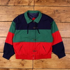 Vintage Karizma East Ltd Bomber Jacket L Mens 90s Colour Block Fireman Clasp