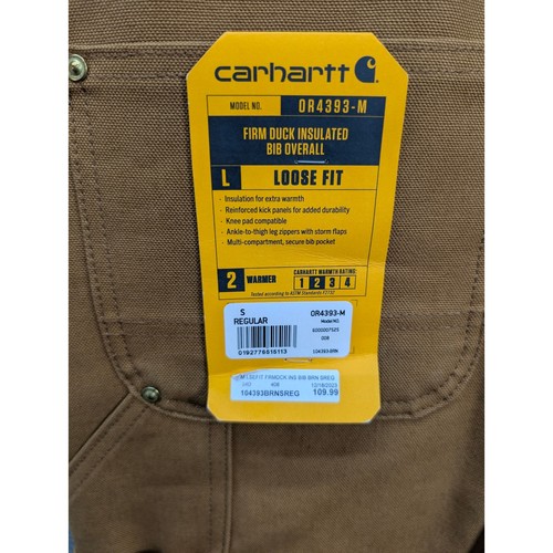 Carhartt Firm Duck isolierte Trägerhose Herren klein braun lockere Passform OR4393 neu mit Etikett - Bild 14 von 16